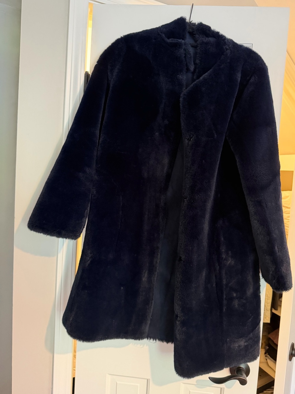 Velvet by Graham & Spencer Navy Faux Fur Coat